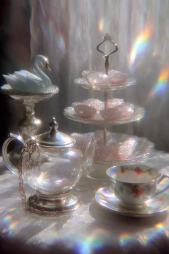 Prismatic Celestial Glamour style reference image — prismatic rainbow lens flare