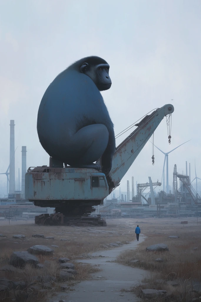 Melancholic Industrial Surrealism style AI image example 3