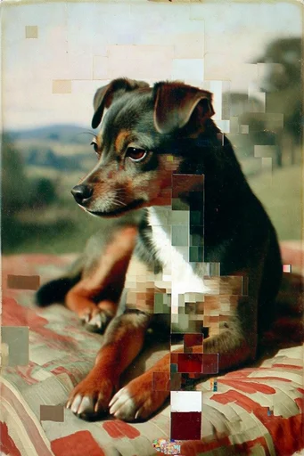 Digital Renaissance Glitch style reference image — textured canvas