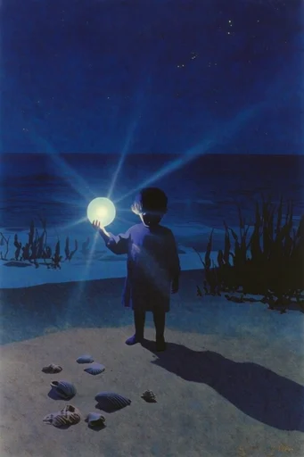 Luminous Nocturnal Surrealism style reference image — ethereal starburst light source