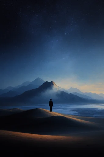 Celestial Nocturnal Minimalism style reference image — minimalist silhouette