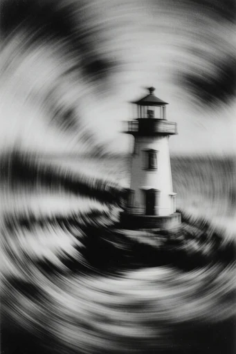 Monochrome Kinetic Vortex style reference image — shimmering bokeh