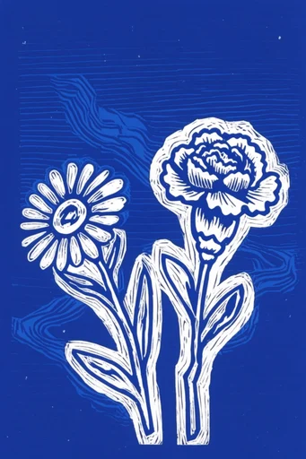 Cobalt Graphic Op-Print style reference image — minimalist screenprint