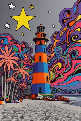 Psychedelic Neoclassical Pop style reference image — bold black outlines