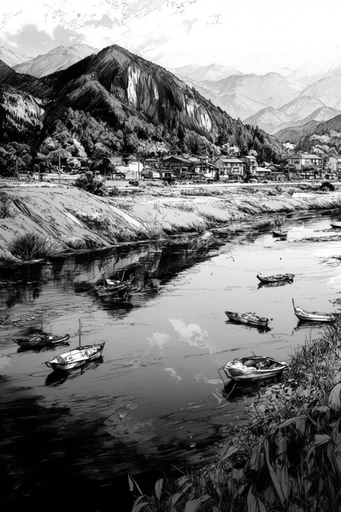Graphic Monochrome Narrative style AI image example 2