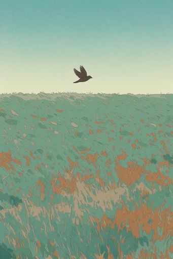 Textured Minimalist Narrative style reference image — grainy paper overlay