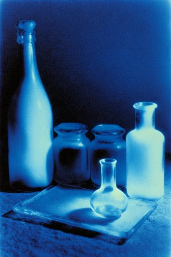 Nocturnal Ethereal Cyan style reference image — heavy film grain