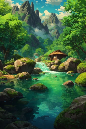 Luminous Aquatic Impressionism style reference image — high-angle overhead view