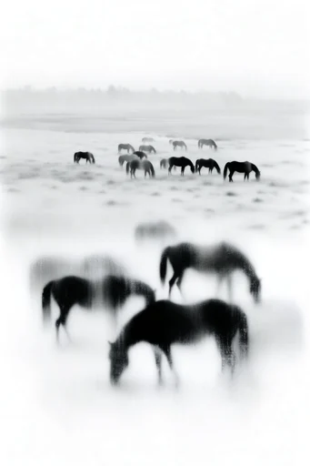 Haunting Liminal Monochrome style reference image — ethereal silhouettes