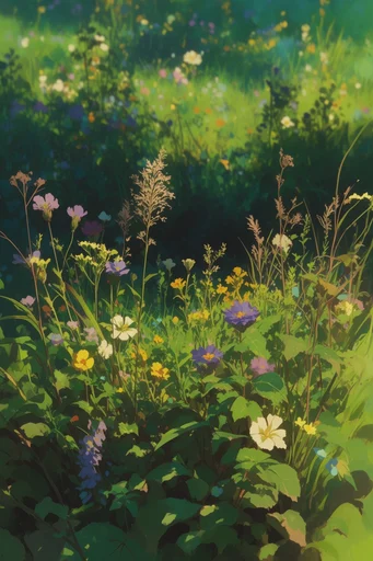Nostalgic Ghibli Summer style reference image — hand-painted texture
