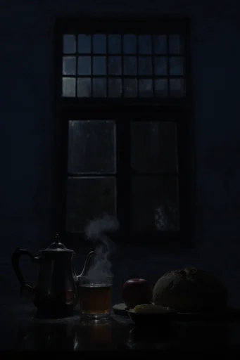 Cinematic Nocturnal Noir style reference image — volumetric headlight glow