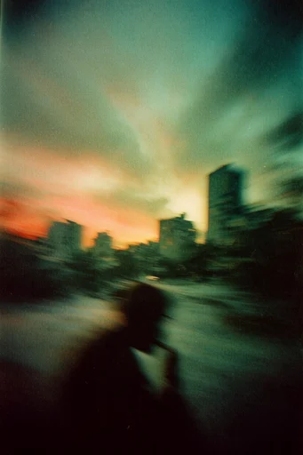 Amber Twilight Liminality style reference image — analog film grain