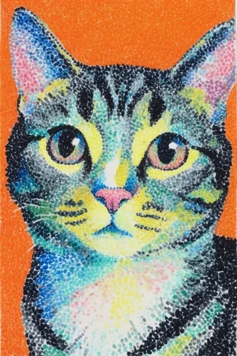 Vibrant Risograph Surrealism style reference image — heavy film grain