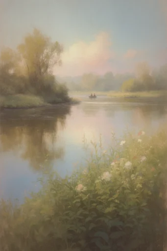 Ethereal Pastel Surrealism style reference image — golden hour glow