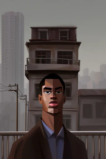 Sculptural Angular Portraits style reference image — stylized digital portrait