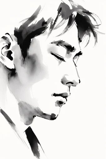 Dynamic Sumi-e Minimalism style reference image — dry brush texture