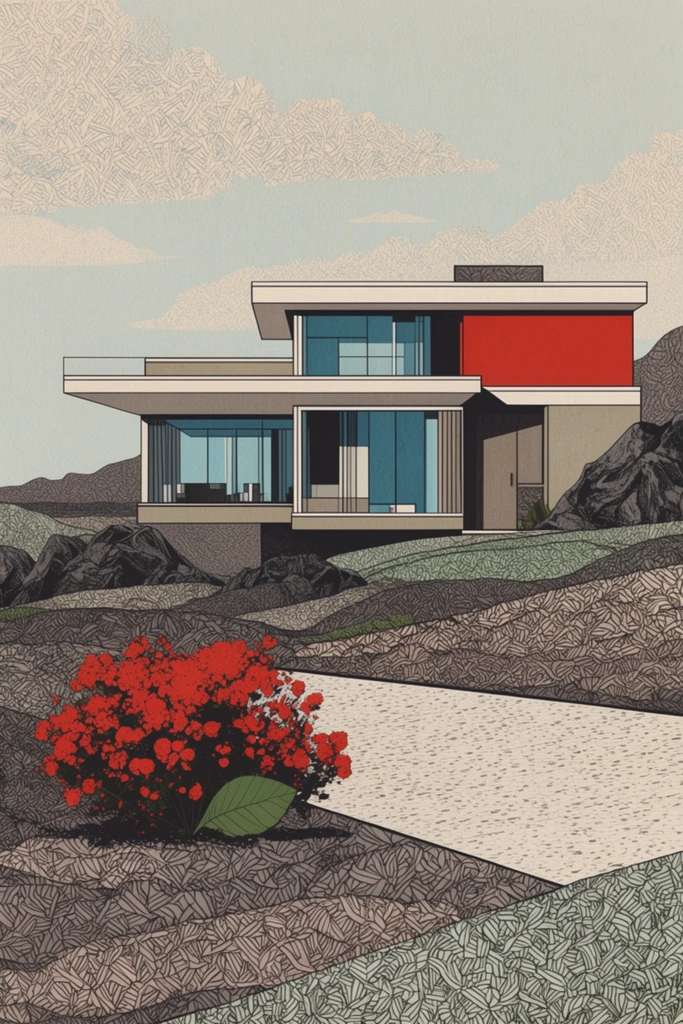 Graphic Ukiyo-e Modernism style AI image example 2