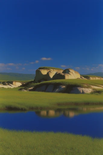 Vivid Liminal Surrealism style reference image — hyper-saturated color-blocking