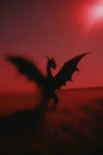 Crimson Tactile Surrealism style reference image — lo-fi digital aesthetic