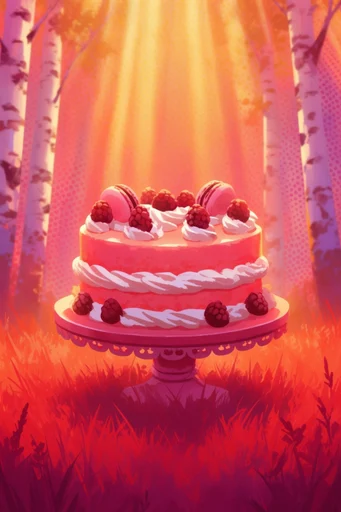 Luminous Crimson Canopy style reference image — graphic art style