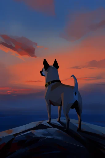 Geometric Sunset Noir style reference image — dramatic shadows