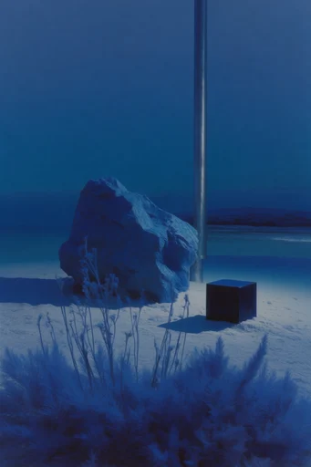 Monochromatic Glacial Minimalism style reference image — minimalist surrealism