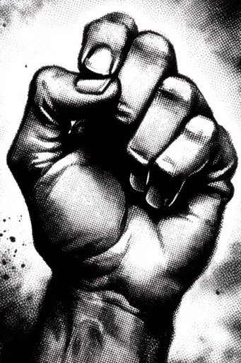 Gritty Analog Halftone style reference image — distressed analog print