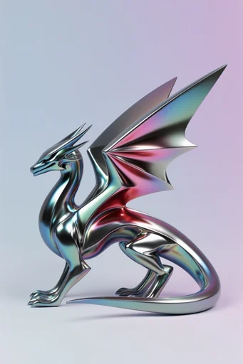 Iridescent Liquid Chrome style reference image — holographic reflection