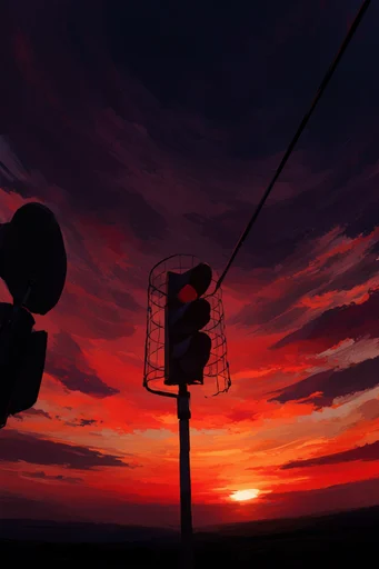 Fiery Twilight Expressionism style reference image — high-contrast twilight palette