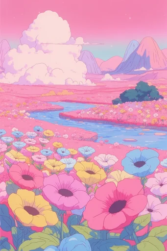 Ethereal Pastel Dreamscape style reference image — cel-shaded illustration