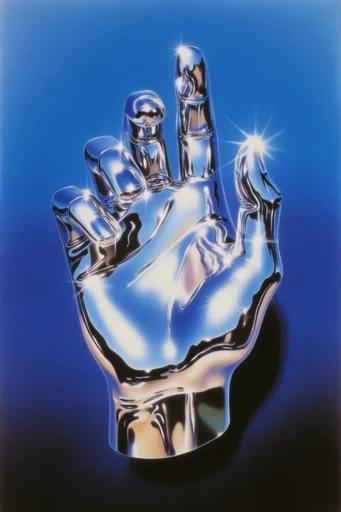 Prismatic Chrome Retro-Futurism style reference image — starburst lens flare