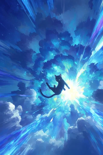Celestial Kinetic Anime style reference image — volumetric clouds