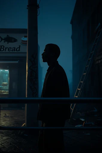 Cinematic Nocturnal Silhouette style reference image — cinematic rim lighting
