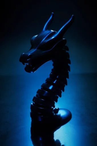 Minimalist Cybernetic Noir style reference image — cobalt blue accent lighting
