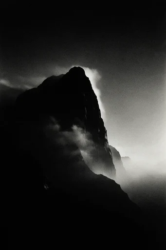 Gritty Cinematic Monochrome style reference image — heavy film grain