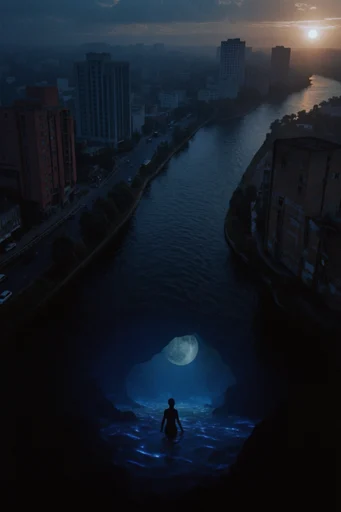 Cinematic Nocturnal Cyan style reference image — deep indigo and cyan palette