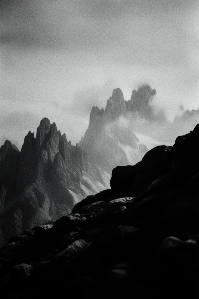 Gritty Alpine Noir style AI image example 2