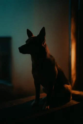 Cinematic Amber Twilight style reference image — dramatic shadows