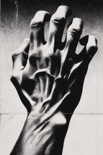 Gritty Monochromatic Noir style reference image — halftone patterns