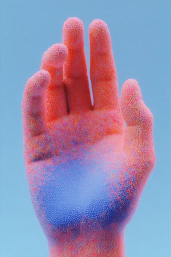 Tactile Neo-Psychedelic Pointillism style reference image — saturated neon gradients