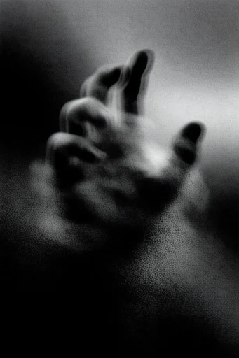 Spectral Monochrome Noir style reference image — heavy film grain