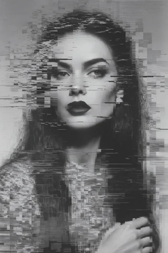 Monochrome Analog Glitch style reference image — high-contrast grain