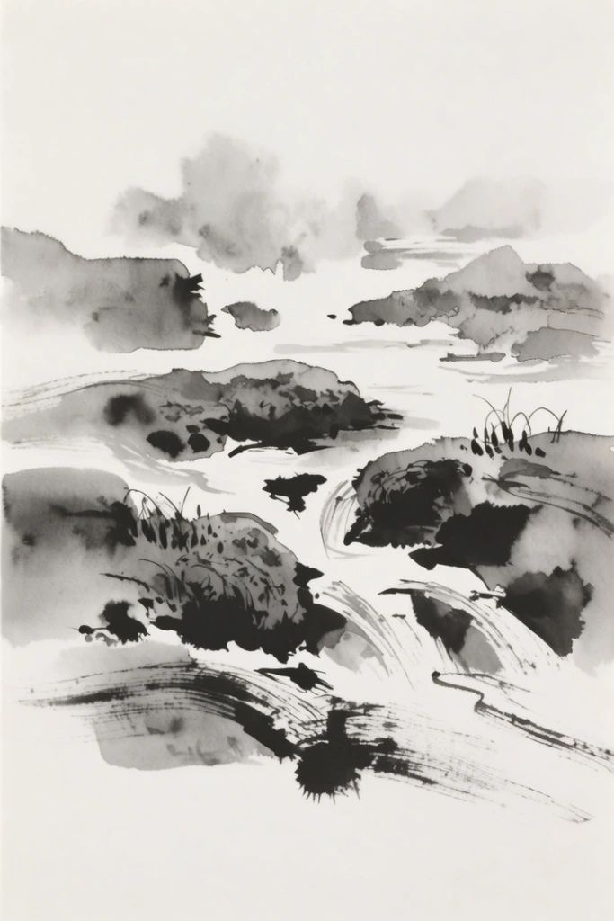 Minimalist Zen Ink style AI image example 2