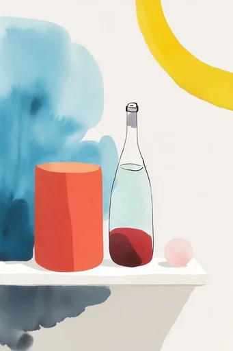 Minimalist Whimsical Ink style reference image — watercolor and gouache wash