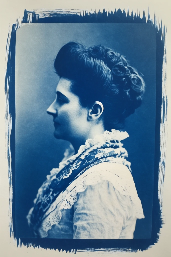 Ethereal Botanical Cyanotypes style AI image example 1