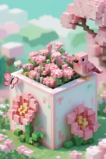 Cozy Pastel Voxel style reference image — cute blocky design
