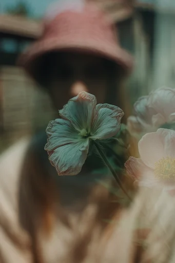 Ethereal Layered Introspection style reference image — warm golden hour palette