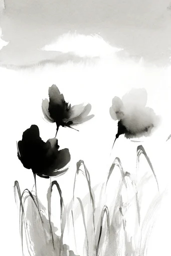 Minimalist Zen Ink style reference image — monochrome zen art