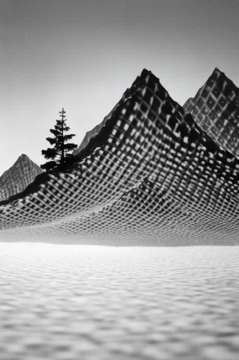 Monochrome Geometric Abstraction style reference image — high-contrast monochrome