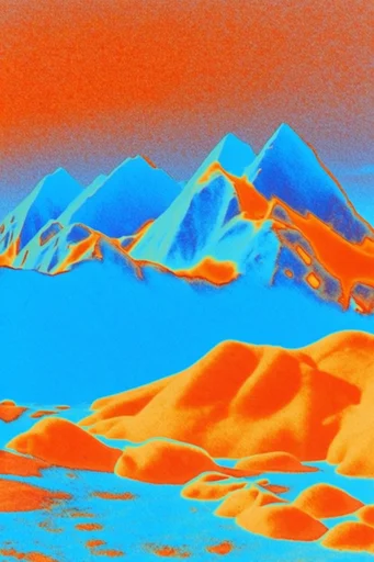 Vibrant Risograph Surrealism style reference image — risograph print style